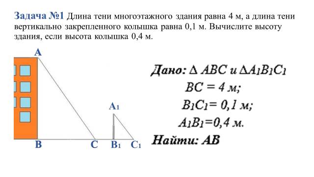 На рисунке изображены здание и стоящее рядом дерево высота здания равна