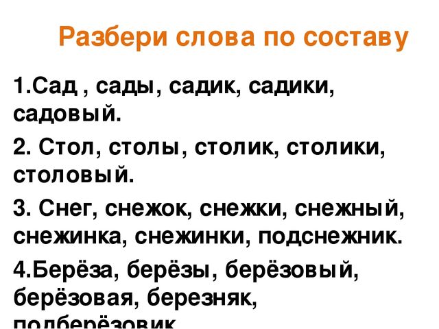 Состав слова задания 4 класс презентация