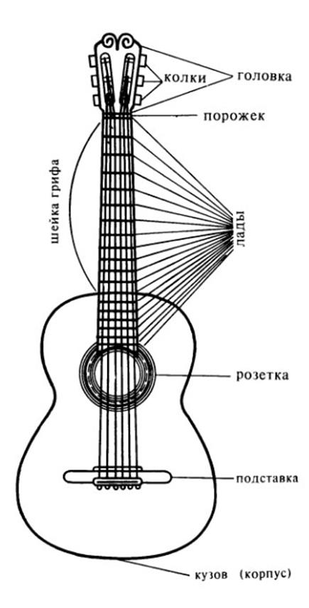 Строение гитары классической 6 струнной схема для начинающих