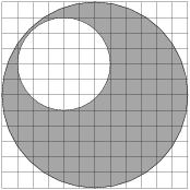 На бумаге изображена фигура. Окружность в 2д. Площадь внутреннего круга равна 5 Найдите заштрихованной фигуры. Клетчатой бумаге два круга площадь внутреннего круга равна 15 СС.