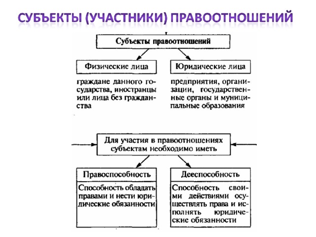 Правоотношения виды план